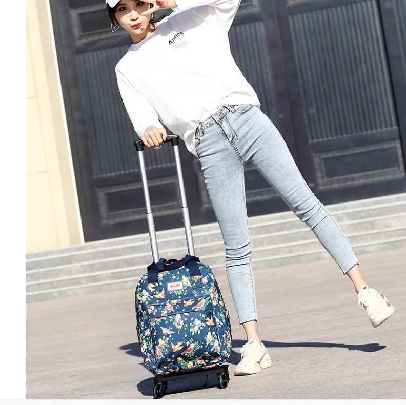 20 inch Women Carry-on hand luggae Bag Rolling luggage Trolley Bag Travel luggage Bags Women Cabin Wheeled backpack with wheels