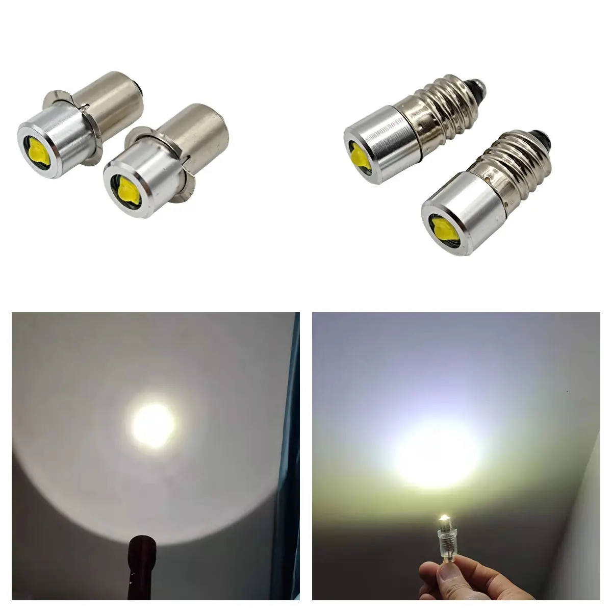 P13.5S E10 3W 3V 4.5V 6V LED Lamp Bulb Flashlight Replacement Bulb Torch Emergency Light Bulbs Work 3-9 Cells 12V 18V 24V