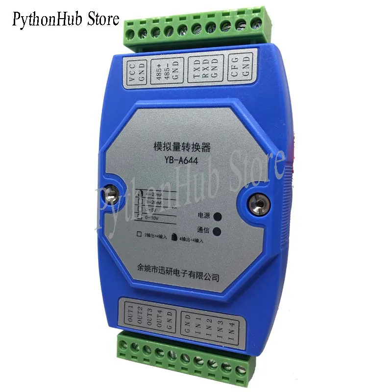 

RS232/RS485 Serial Port to 4 Analog Input and Output Current 4-20MA Output 0-10V Output