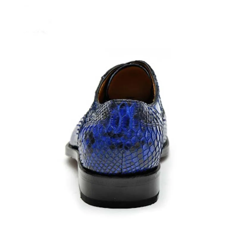 hubu new Python skin  manual  male shoes  fashion  Men shoes  blue  lace-up  Leather shoes  Genuine leather sole