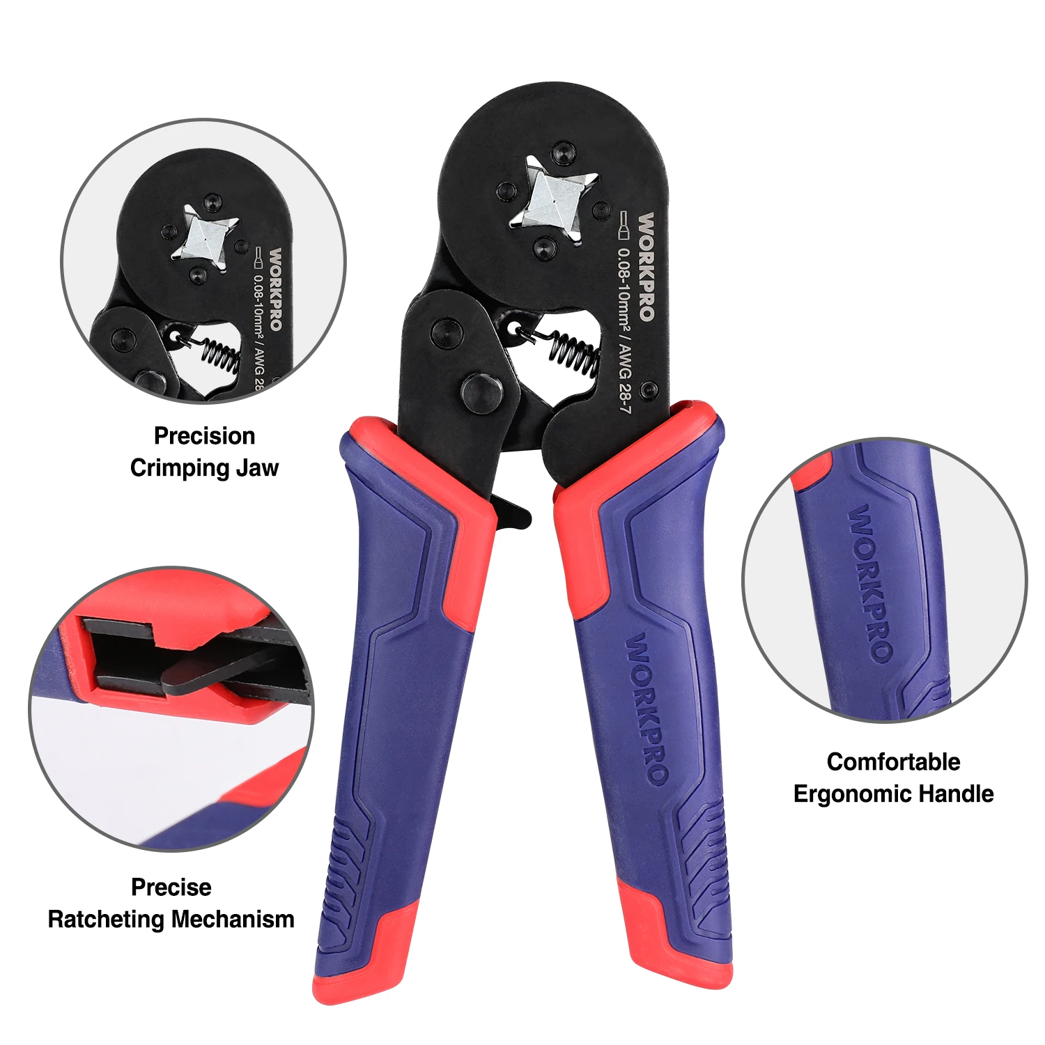 WORKPRO Crimping Tool Kit Ratcheting Insulated Terminal Crimper for 22 to 10 AWG Wire Crimping Pliers