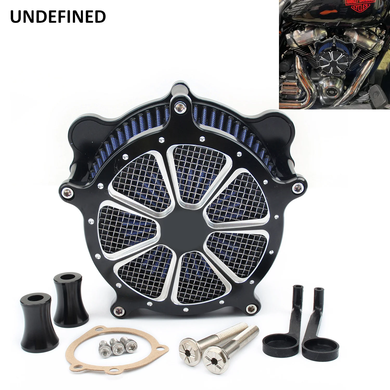 Blue Air Filter Cleaner Venturi Cut Air Intake System for Harley Dyna FXR 93-2017 Twin Cam EVO Softail 93-15 Touring Glide 93-07