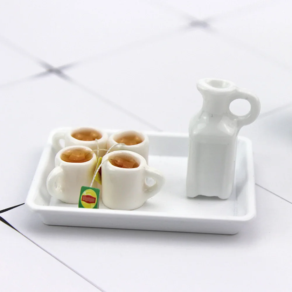 1Pcs 1/12 Dollhouse Mini Ceramics Flagon Teapot Wine Pot Model Toys Miniature Simulation Play Kitchen Doll House Accessories