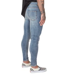 Melody Spray On Jeans, pantalones vaqueros elásticos ajustados en 3 colores para hombres, pantalones vaqueros rasgados rotos, pantalones vaqueros de motociclista de marca a la moda, ropa para hombres