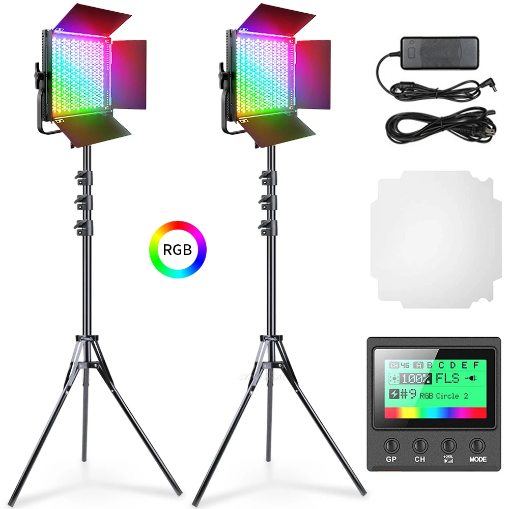 RGB Video Light LED Photography Panel Lamp Dimmable 2600-10000K 360° Full Color CRI 97 For YouTube Photo Live Camera Fill Light