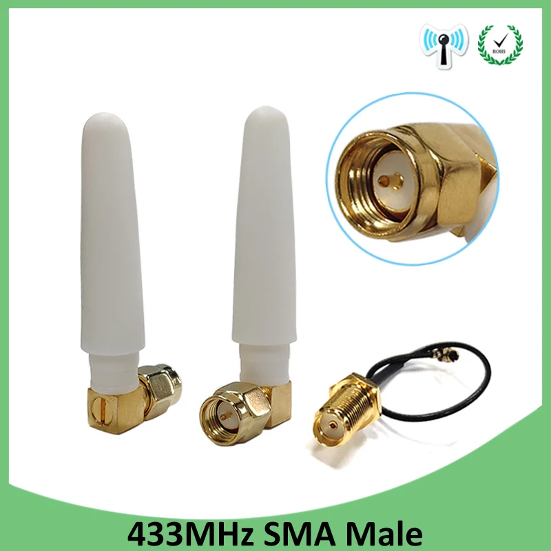 

GRANDWISDOM 20pcs 433mhz antenna 2.5dbi sma male lora antene iot module lorawan antene ipex 1 SMA female pigtail Extension Cable