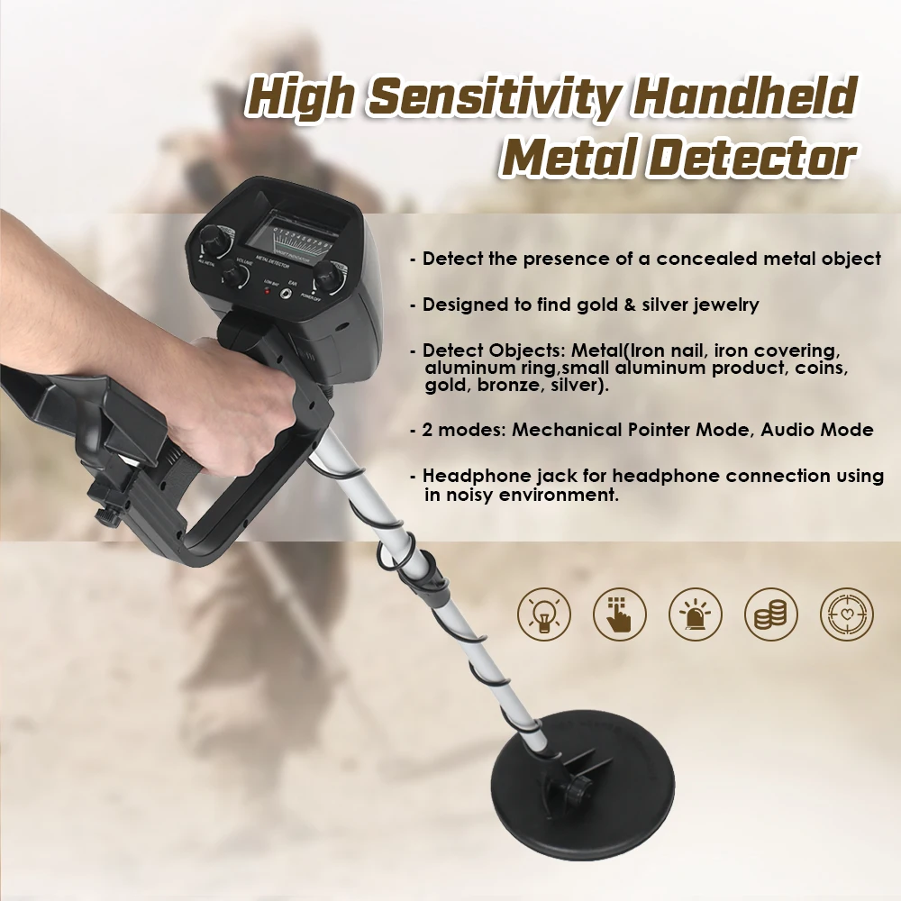 Underground Metal Detector Metal Gold Finder Treasure Hunter Gold Digger Metal Detection MD4030/GTX5030 with Headphone Shovel