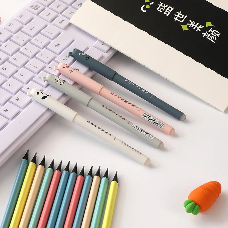 4 pezzi Cartoon Cute Kawaii Animals Bear penna cancellabile Creative School Office penne Gel forniture cancelleria regalo