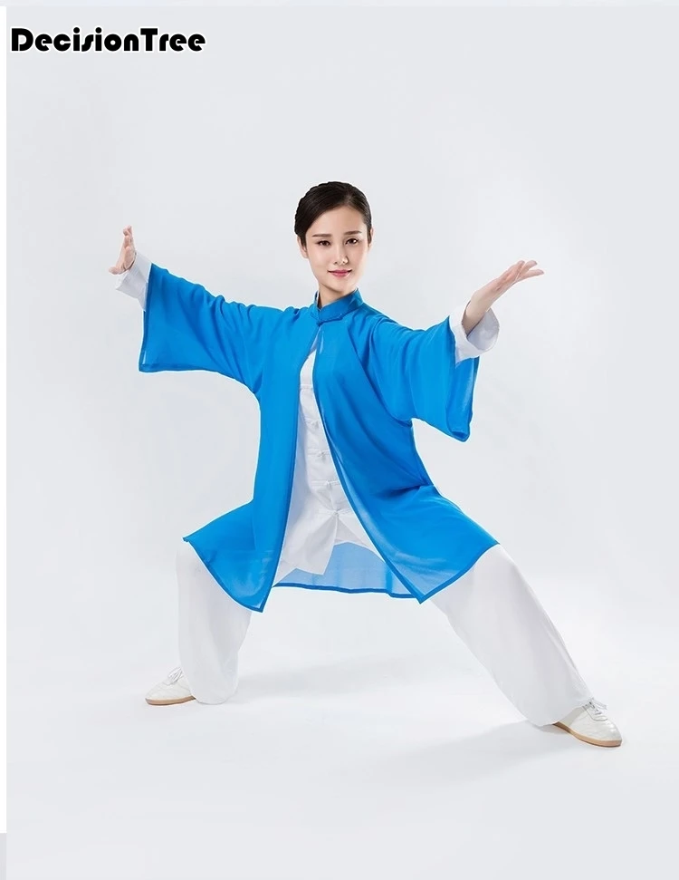 2023 wushu kung fu uniform tai chi suit leisure shawls women single shawls elegant gradient taiji clothes for men chiffon cloak