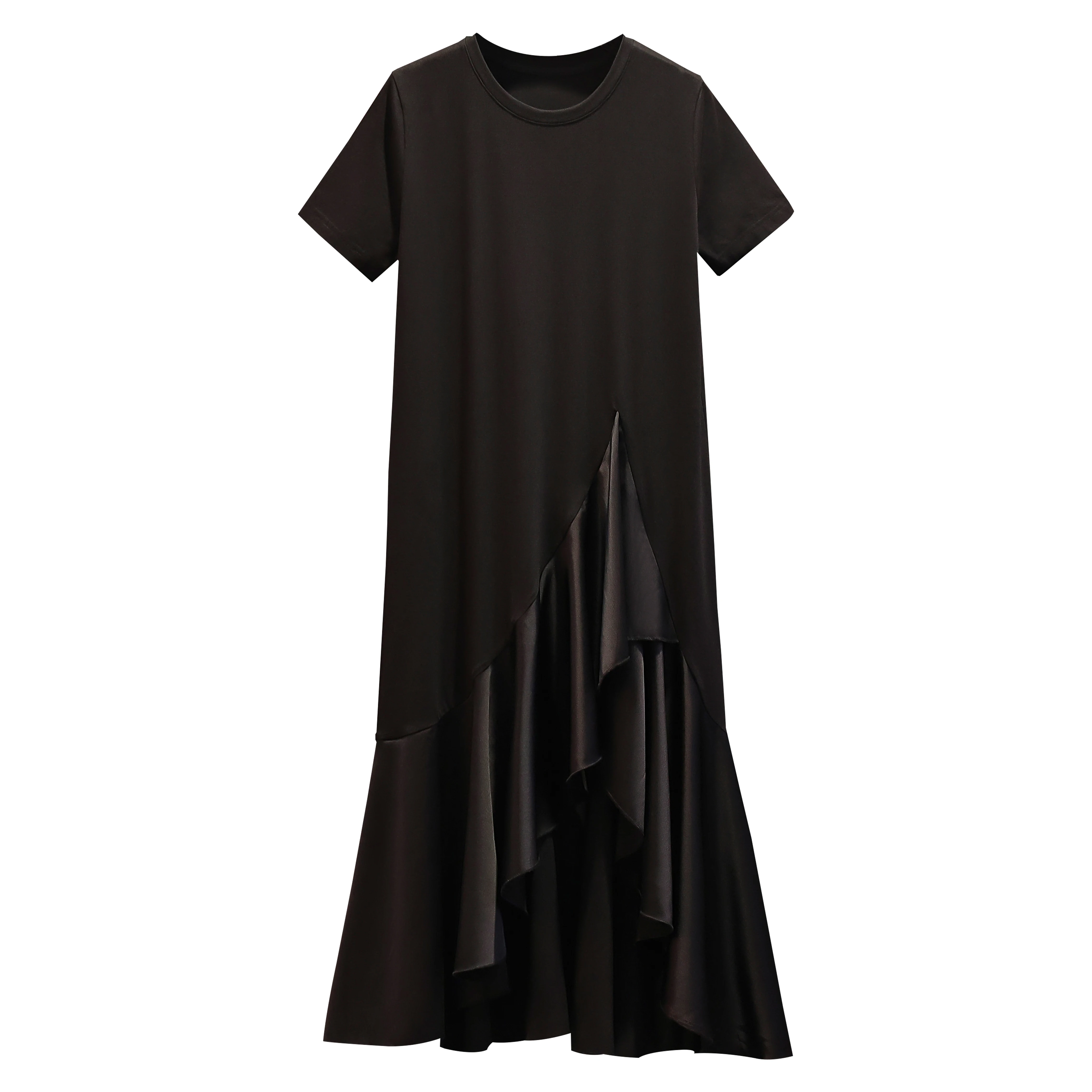 Plus Size Kleid Sommerkleider für Frauen Retro asymmetrische T-Shirt Damen Party kleider Mermarid schwarz Robe Kleid ke1371