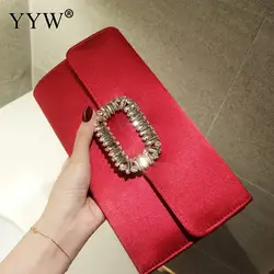 Silk Satin Purses and Handbags Luxury Square Rhinestone for Women Wedding Party Handbag Evening Bag Wedding Clutch Wallet Female