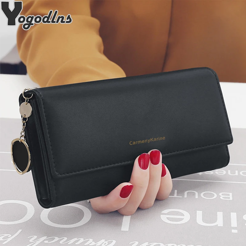 Fashion Women Wallets Brand Designer Long Tri-fold Purse High Quality PU Leather Female Clutch Card Holder Cartera Mujer