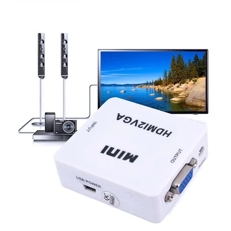 Mini VGA to HDMI Converter With Audio VGA2HDMI 1080P Adapter Connector For Projector PC Laptop to HDTV with usb cable - view 4