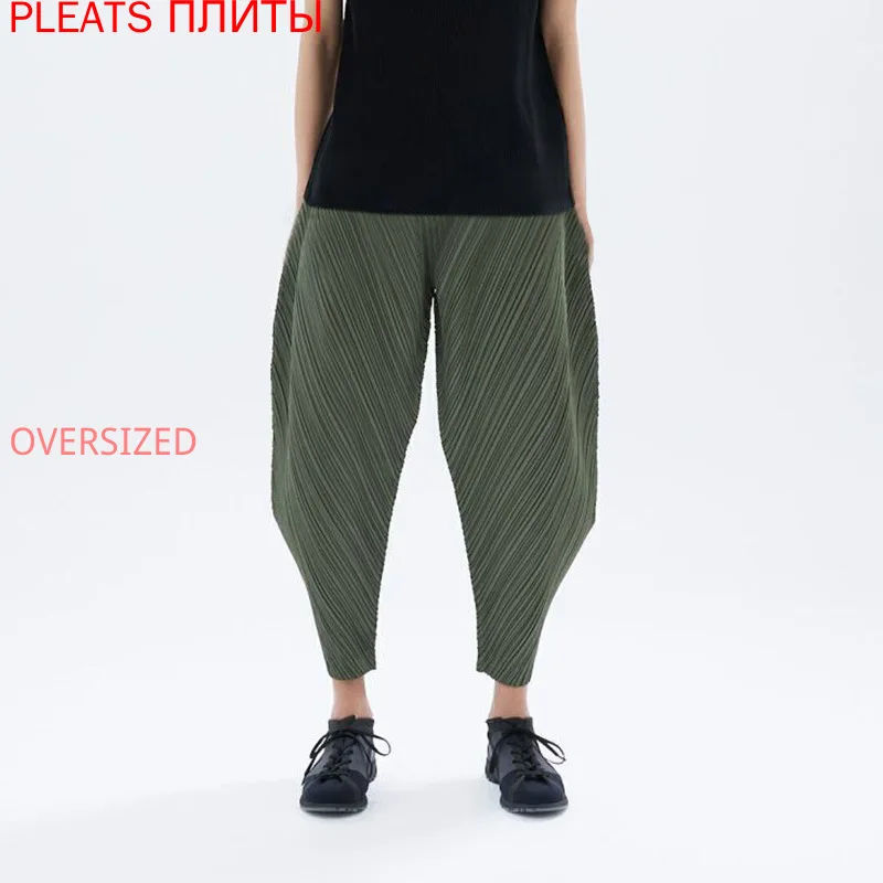 Miyake Fold Old Pants Female High Waist Harlan Show Thin Summer New Loose Casual Pants PLEATS Pantalones De Mujer Korean Fashion