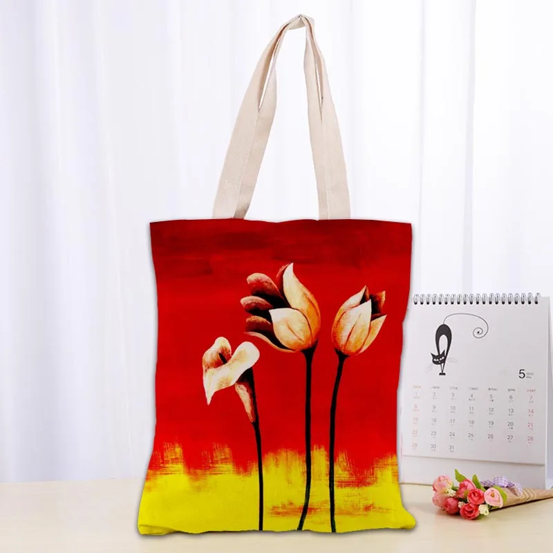 

Оригинальная сумка-тоут Lotus Art, хлопчатобумажные тканевые сумки для покупок на плечо для женщин, экологически чистые складные многоразовые сумки для покупок 1009