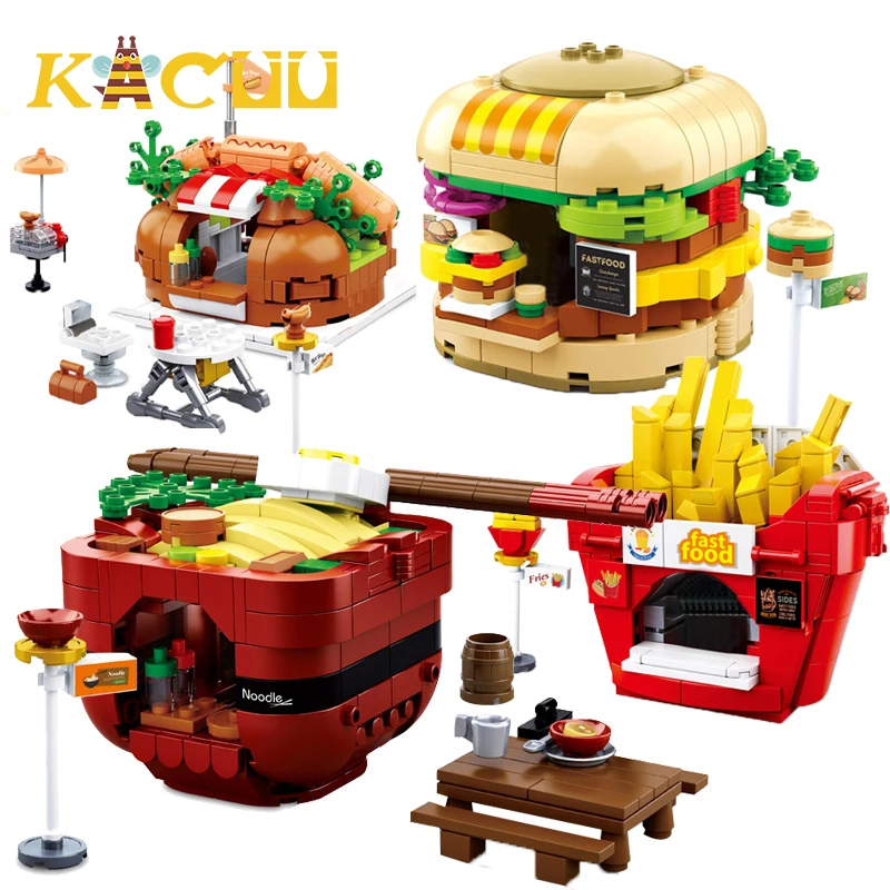 

345PC DIY Toy Blocks Mini City Bricks Blocks Coffee Shop Hamburger Store Building City Architecture Bricks for Children Kid Gift