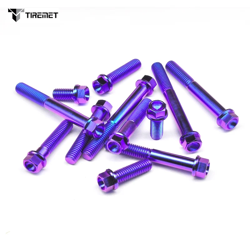 1Pcs Titanium Bolts Flange Hex Head Screw Blue Puple M6 M8x10 15 16 18 20 25 30 35 40 45 50 55 60 70 75mm Fit motor bicycle car