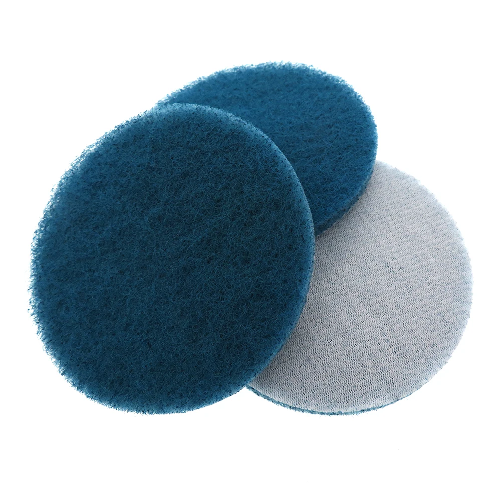 Blue Color 4-inch Power Scrub Pads for Drill Polish Scouring Pad Hook & Loop Car Cleaning