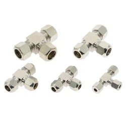 Pneumatic fittings Brass T Type 4 6 8 10 12mm OD Tube Compression Ferrule Tube Compression Fitting Connector PE