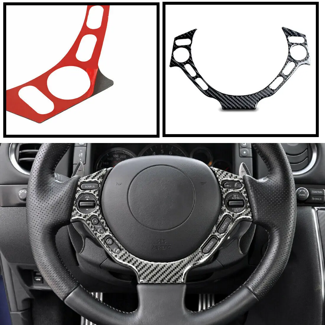 

Carbon Fiber Car Interior Accessories Steering Wheel Cover Decoration Trim For Nissan GTR R35 2008-2016 LHD RHD