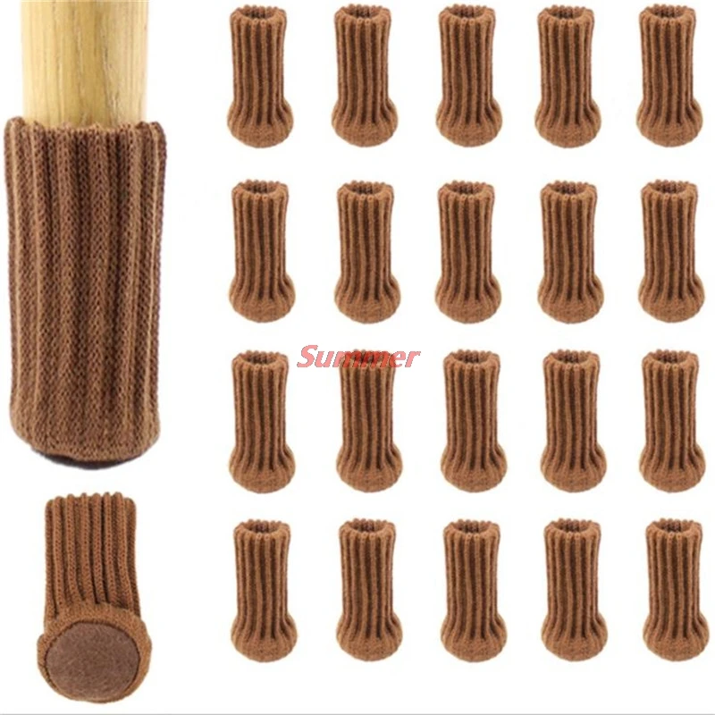 Calcetines de lana de punto para patas de silla, protección para el suelo, para mesa, muebles, funda para pies, rascador, 4 piezas
