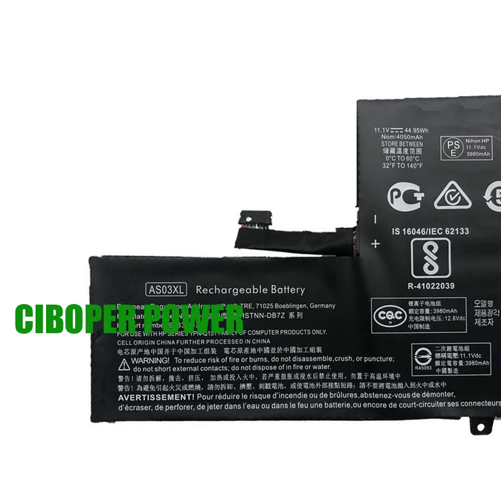 CiboperPower Original Laptop Battery AS03XL 11.1V/44.95WH For 11 G5 Laptop 918669-855 HSTNN-IB7W 918340-1C1 TPN-Q151 918340-171