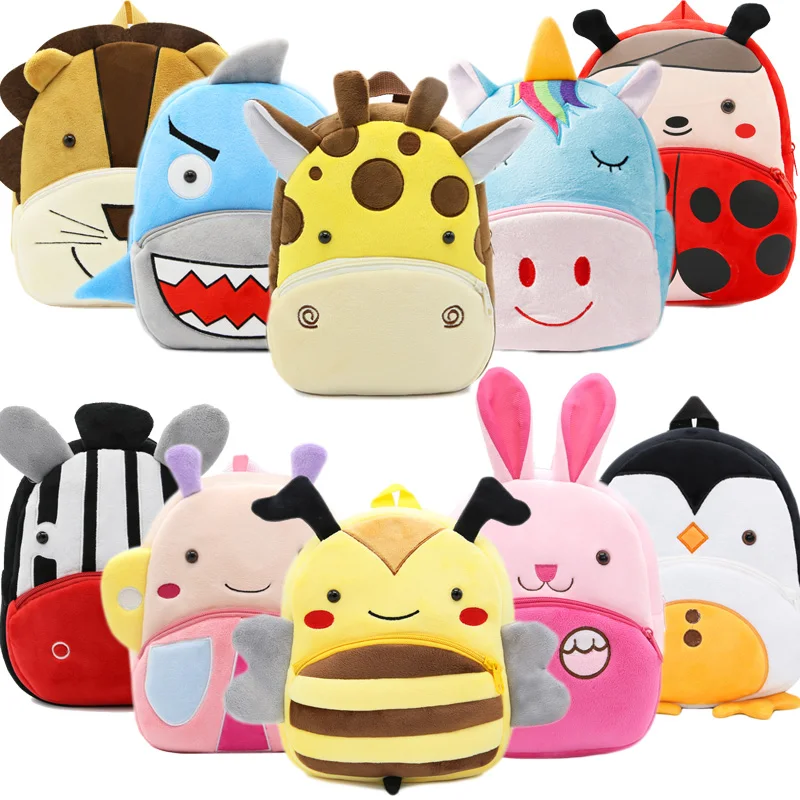 Plush Backpack 3D Cartoon Children Kindergarten Schoolbag Animal Kids School Bags Girls Boys