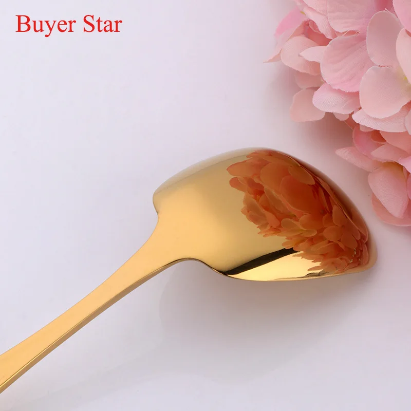 3PCS 18/10 Stainless Steel Ice Cream Spoon Square Head Coffee Dessert Cake Sugar Spoon For Kitchen Cafe Rainbow Tableware 3 size