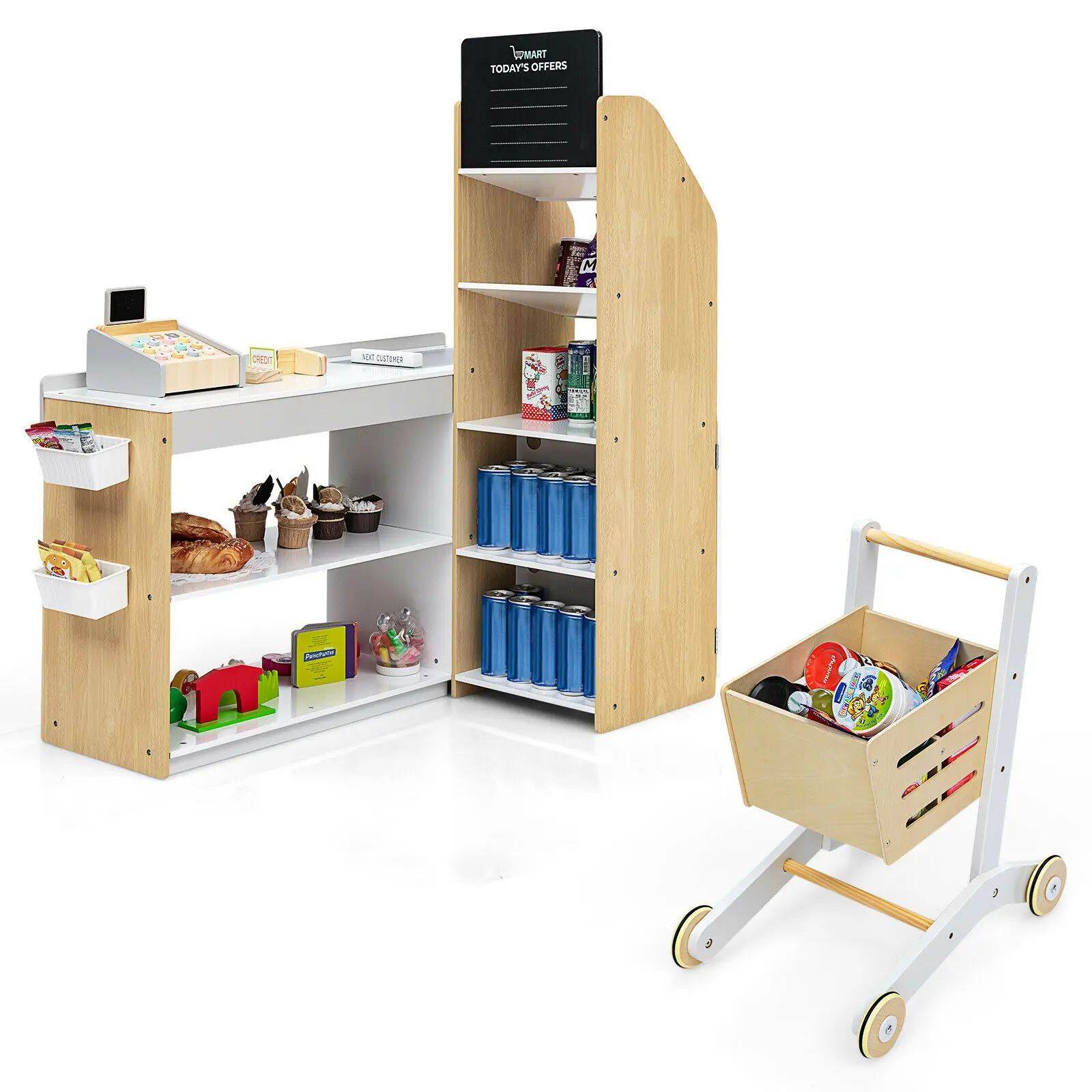 

Costway Grocery Store Playset Supermarket Shopping Set Pretend Playset with Cart TY327454