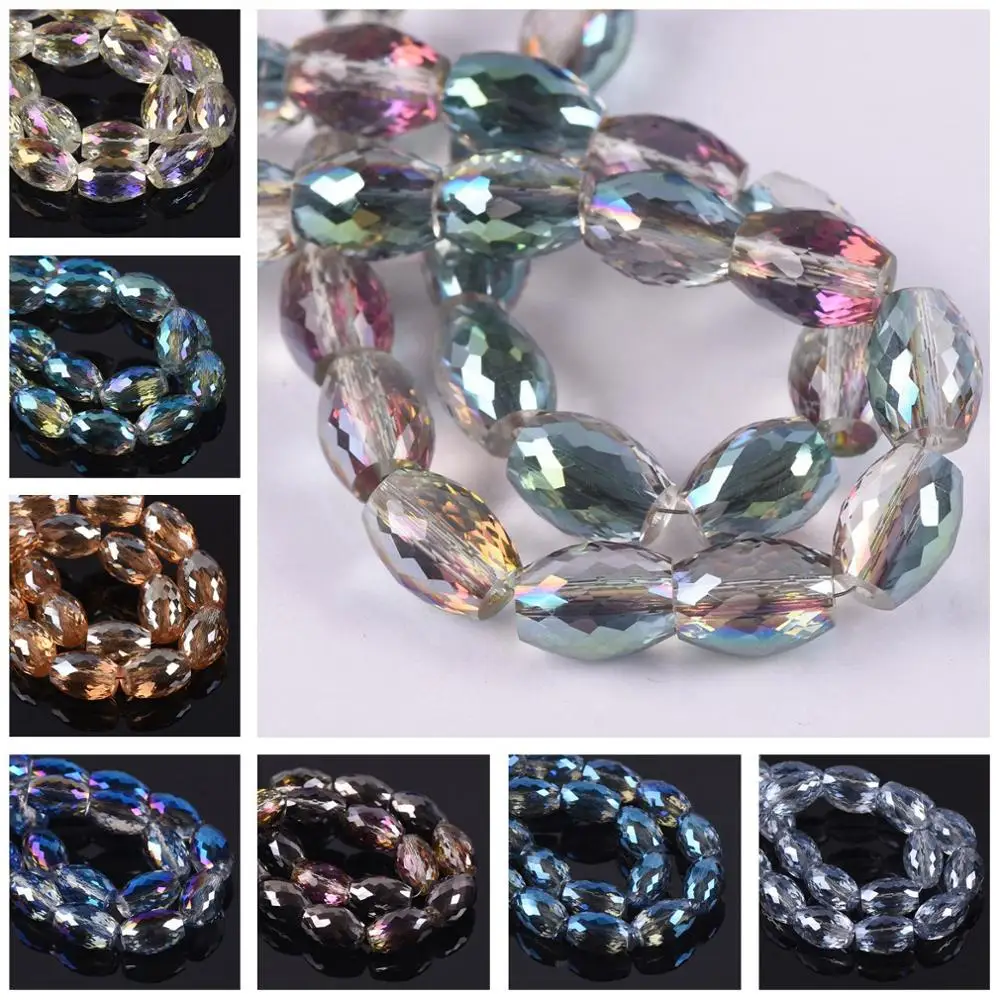 10pcs 10x6mm 12x8mm Oval Cylinder Faceted Cut Crystal Glass Loose Crafts Beads for Jewelry Making DIY - Image 3