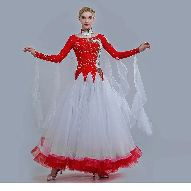 

High Quality Ballroom Competition Dance Dress Big Swing Women Performance Modern Waltz Tango Standard Dress Costumes