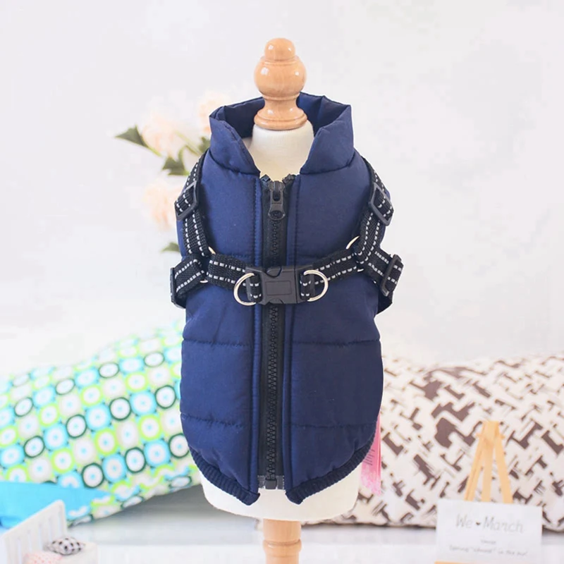Large Pet Dog Clothes Dog jacket French Bulldog Winter Soft Warm With Harness Waterproof Coat Outfit Vest For Small Medium Dog