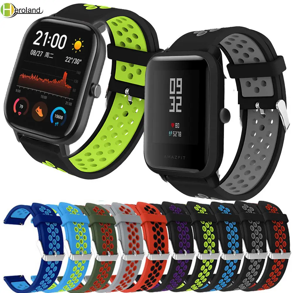 Gelang Jam Silikon untuk Xiaomi Huami Amazfit BIP Youth/BIP Lite/GTS Penggantian Jam Tangan Olahraga Tali Gelang Band 20MM 22Mm