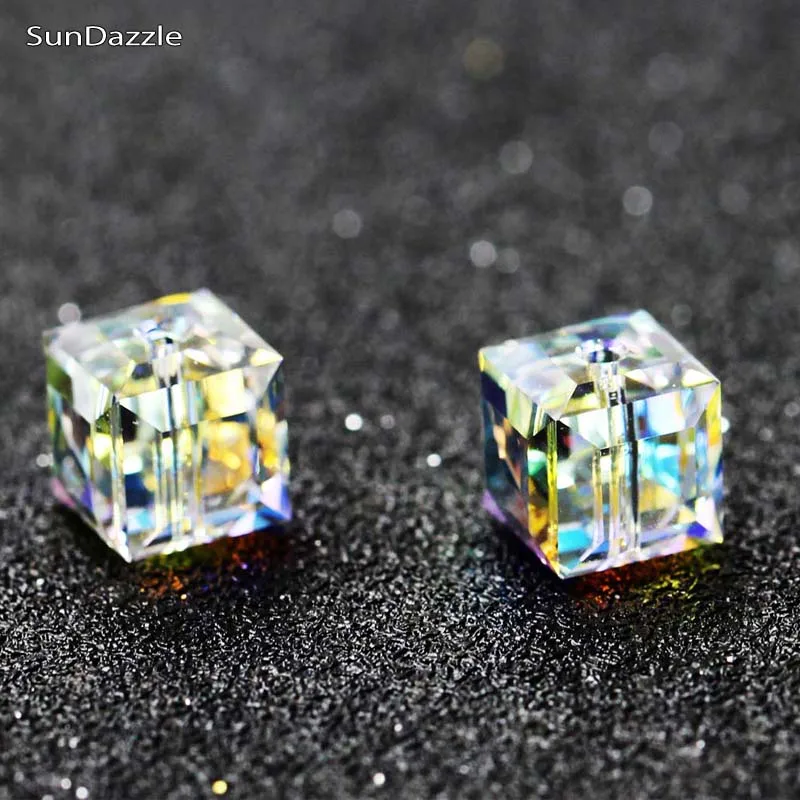 Genuine Real Austrian Crystal Bead Square Colorful Spacers Loose Beads for Necklace Bracelet DIY Jewelry Making Findings