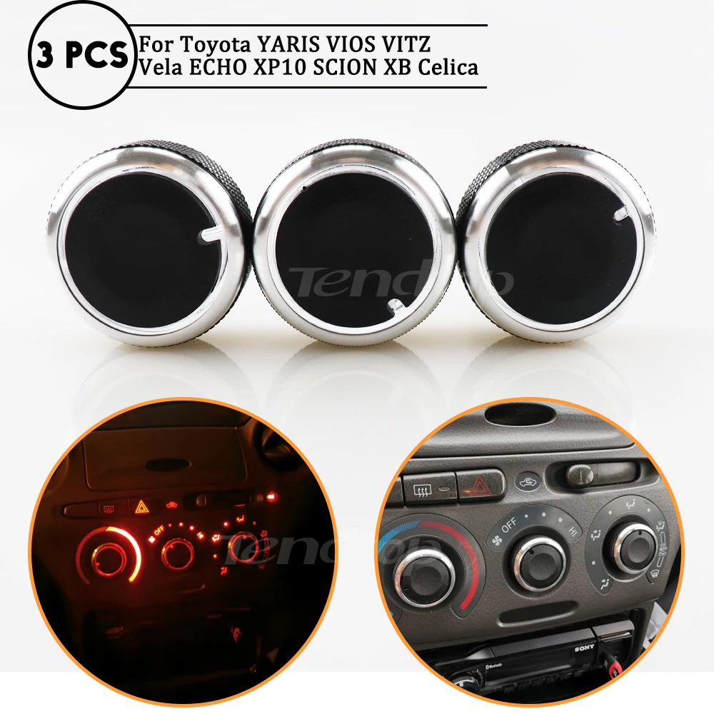 For Toyota YARIS VIOS VITZ Vela ECHO XP10 SCION XB Celica Aluminum Alloy Automotive Air Conditioning AC Switch Car Decoration