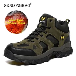 Brand Men Boots Warm Plush Snow Boots Outdoor Non-slip Hiking Boots High-top Waterproof Sneakers Men's Winter Boots Size 36-48