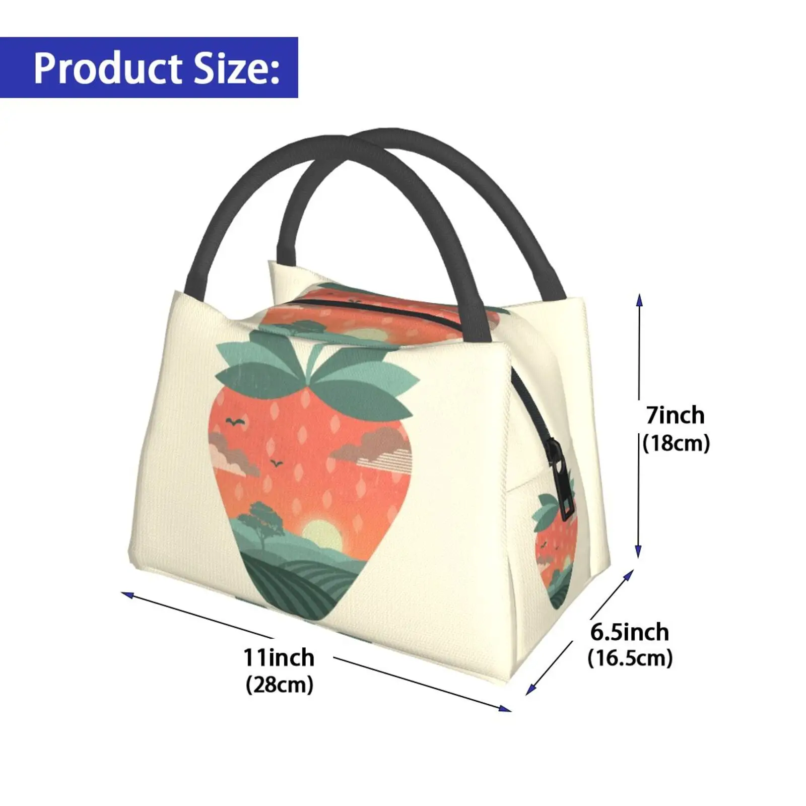 Cooler Lunch Bag Picnic Bag Strawberry Fields Sunset Nature Strawberry Fruit Summer