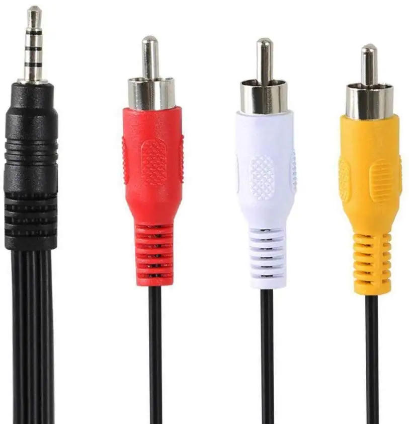 3.5mm do RCA AV kamera kabel wideo, 3.5mm mężczyzn do 3RCA wtyk męski Stereo Audio wideo przewód AUX dla smartfonów, MP3, tabletki