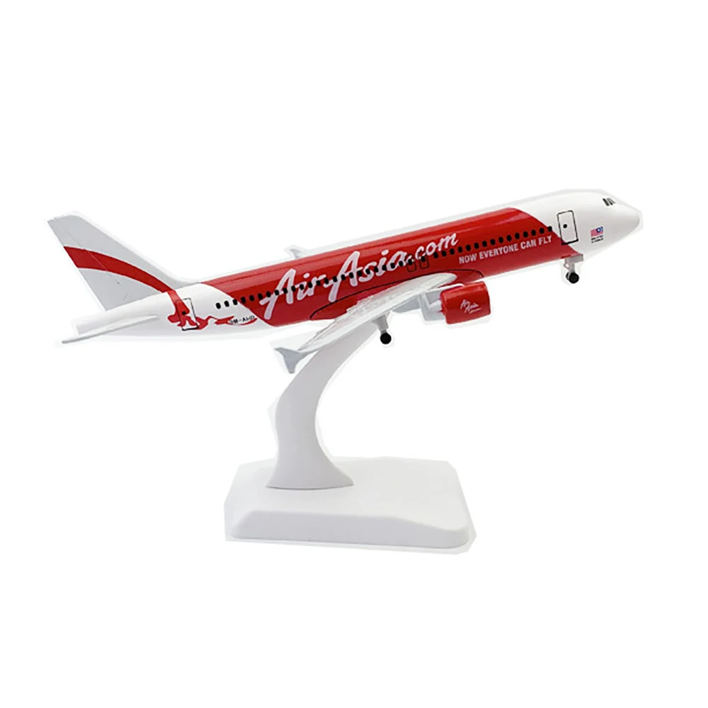 20cm Aircraft Malaysia AirAsia Airbus A320 with Landing Gear Alloy Plane Model Toys Children Kids Gift for Collection