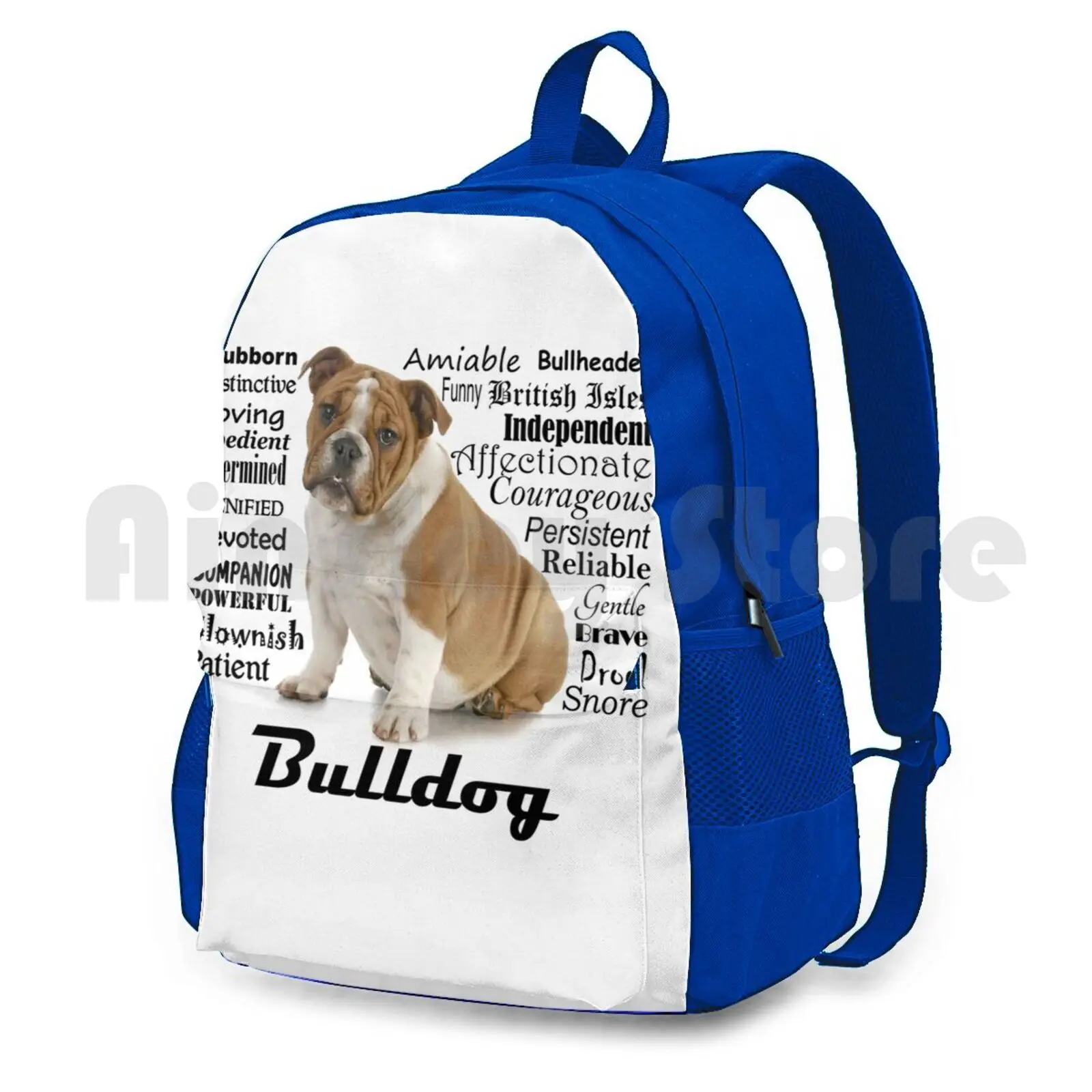 Bulldog Traits Outdoor Hiking Backpack Waterproof Camping Travel English Bulldog Puppy Dog Pet Animal Breed Traits Personality