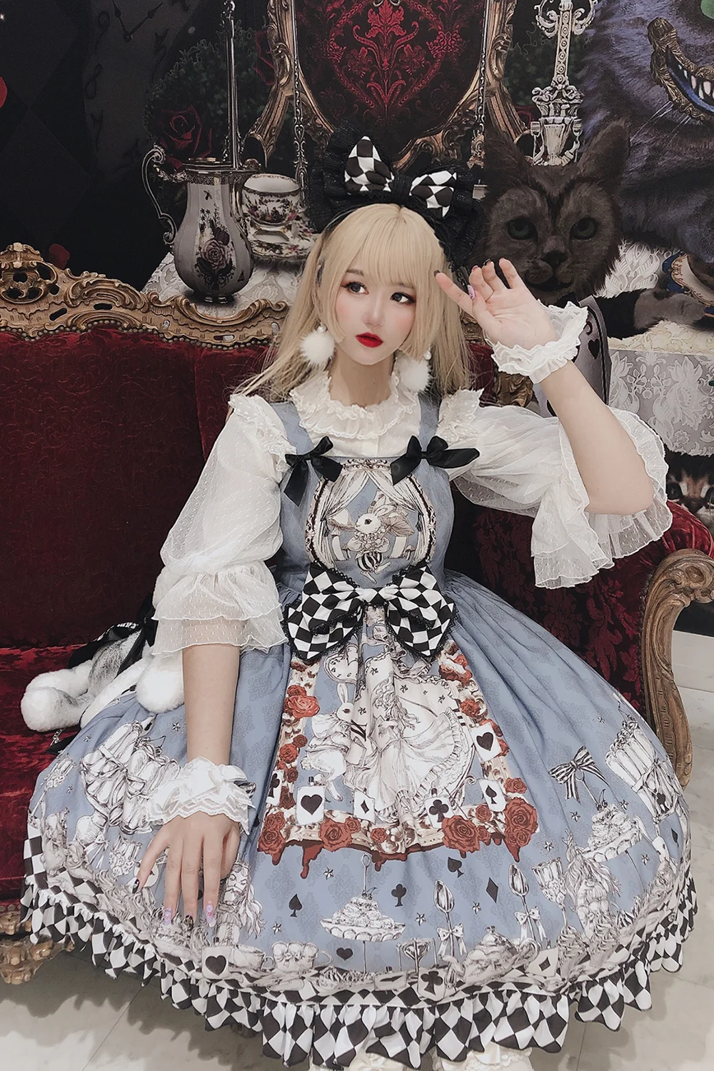 Sweetheart Lolita Goth Retro Mourning Alice Jsk Chiffon Jurk Gotische Paleis Zoete Prinses Lolita Jurk Vintage Hoge Taille