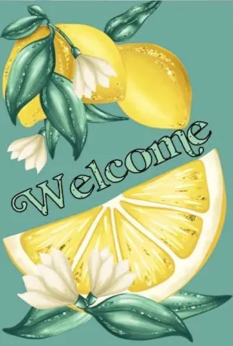 

Eeypy Welcome Lemon Summer Garden Yard Decoration Front Door Home Decor Vintage Retro Metal Sign Metal Plate Plaque