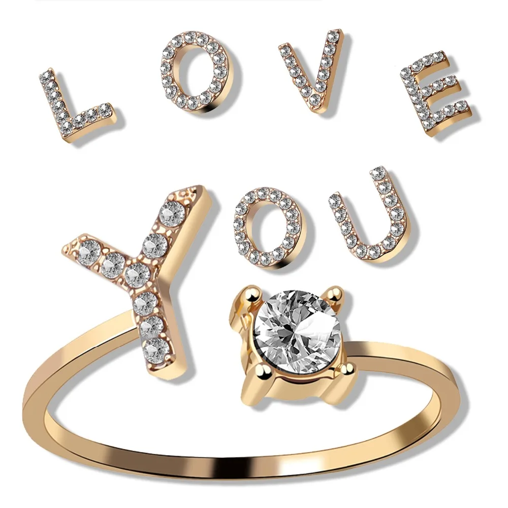 Modischer Initialen-Ring A-Z für Damen, Klassischer Gold- oder Silberfarbener Offener Fingerring für Partys, Schmuckgeschenk, Großhandel – Detail 7