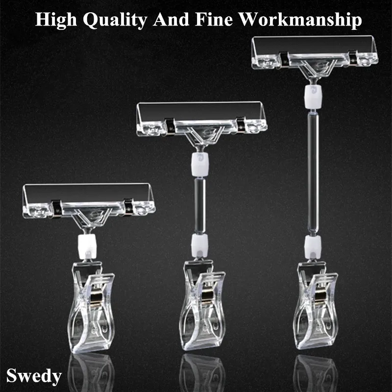 5 Pieces Double Plastic Sign Clips Merchandise Rotatable Pop Clip Sign Holder Stand Price Card Clips Clothing Rack Signs Tag