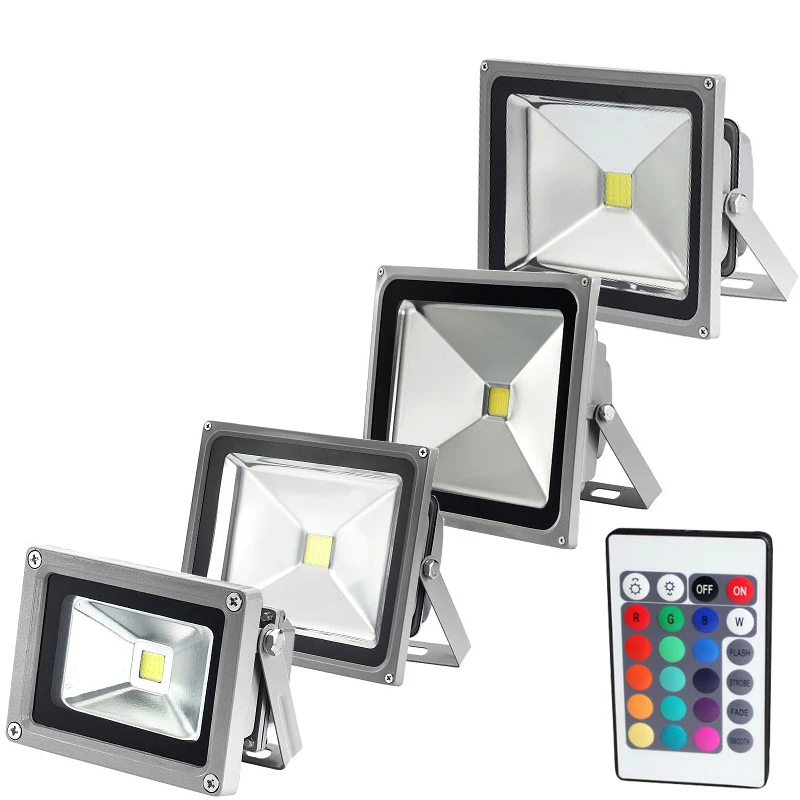 Outdoor LED RGB Projector Flood Light Fixture Wall Wash Lamp Waterproof IP65 Remote Controller Garden Building Exterior