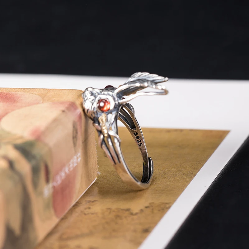 925 Sterling Silver Thai Silver Rabbit Rings Zodiac For Women Adjustable Jewelry Gift Female Animal Trend Punk