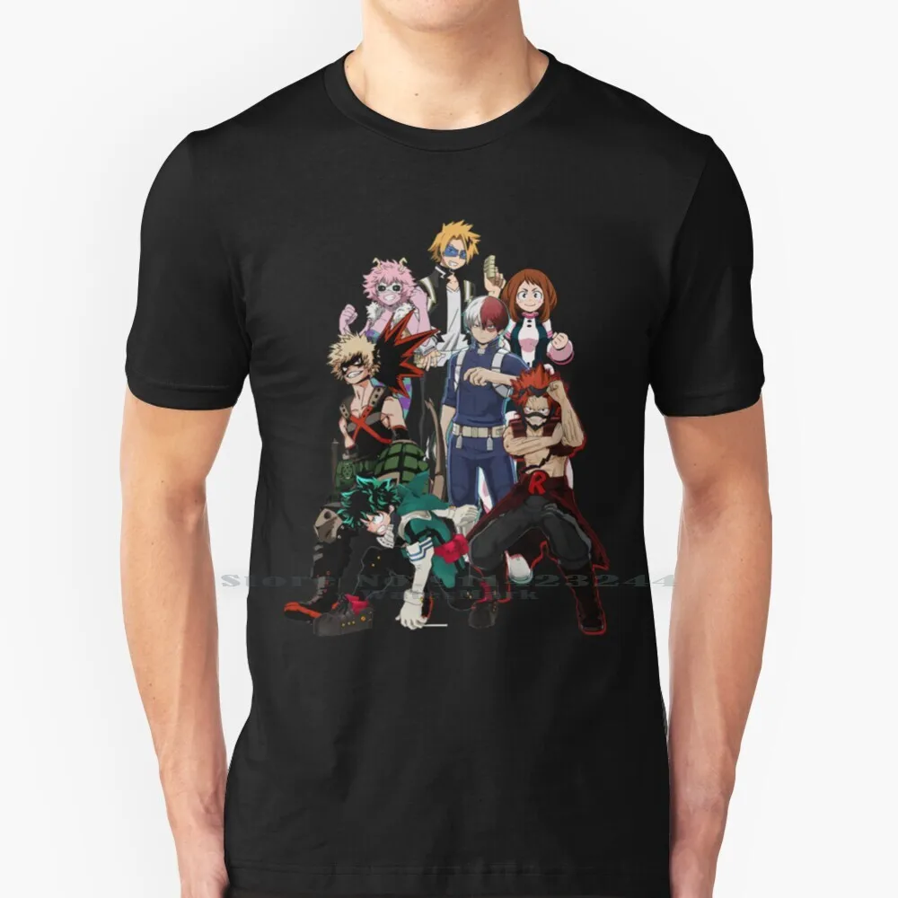 Camiseta 100% de algodón de manga corta, camisa de Anime de Mha Boku No Hero Academia Izuku Midoriya Shoto Todoroki Katsuki Bakugo Kirishima