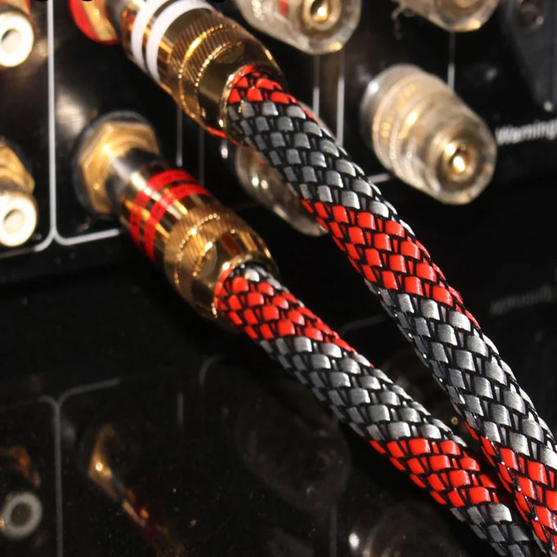 Hi-End 4N OFC Silver Plated ตัวนํา HIFI 2RCA ถึง 2RCA ชายชาย Hifi ลําโพงเสียง Amp เครื่องเล่น CD RCA สาย