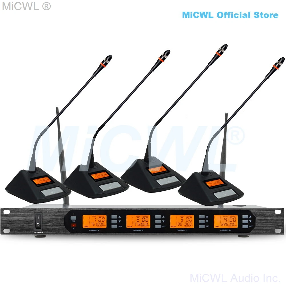 MiCWL Audio ACT707 Digital Wireless Karaoke Microphone System ULXD4 4 Channel Handheld Headset Lavalier Gooseneck Stage Sets