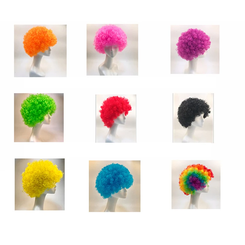 9Colors Halloween Party Cosplay Accessories Wig Joker Colorful Afro Soccer Fans Adult Kids Fashion Funny Clown Holiday Carnival